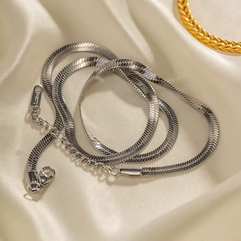Silver Herringbone Necklace - Picture 5 of 7